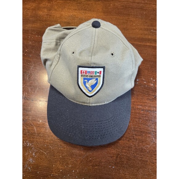 Ducks Unlimited Hat Cap Khaki Green Black Brim Patch Adjustable Snapback Outdoor - Picture 1 of 3